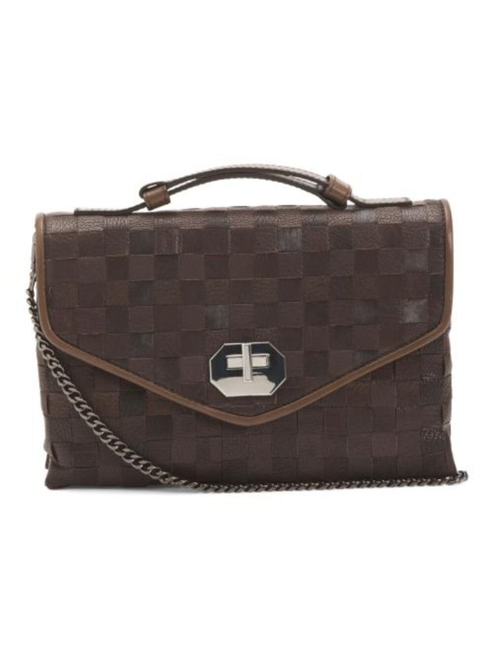 FALOR Made In Italy Leather Woven Small Satchel